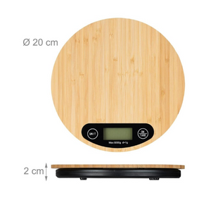 Balança de cozinha digital de bambu