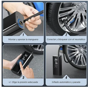 Bomba de Ar Elétrica Portátil 3 em 1 - Inflador - Power Bank e Lanterna